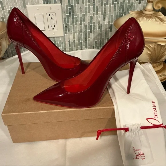 Christian Louboutin Glossy Red Heels - Picture 1 of 7